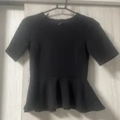 H&M 黒のペプラム半袖トップス　ブラウス　XS レディース