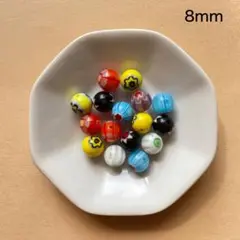 ミルフィオリ・ガラスビーズ　16個　8mm　アソート　現品　P917