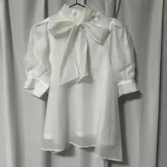clear シフォンバックリボン半袖ブラウス