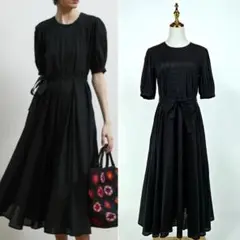 【美品】ロンハーマン別注 マーレット ワンピース ブラック コットン ギャザー