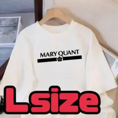 【Ｌ／ホワイト】MARY QUANT フロントラインロゴ 半袖Tシャツ