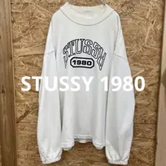 stussy ステューシー スウェット トレーナー デカロゴ ホワイト ゆるだぼ