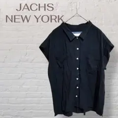 ★JACHS NEW YORK★シャツ 黒 テロテロ素材 かわいい ゆったりめ
