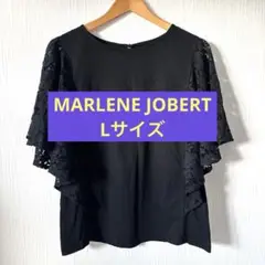 レディース　MARLENE JOBERT ブラック レース紺色花柄袖 Tシャツ