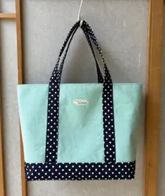 最終価格❣️元気になれそうなミント色と水玉のトートバッグ(^^)