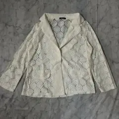 美品　レースジャケット　白　大人カジュアル　ヴィンテージ