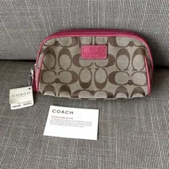 【新品未使用】Coach コーチ シグネチャー ポーチ ピンク マゼンタ