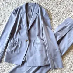 極美品　ユナイテッドアローズ　ビジネススーツ　セットアップ　ノーカラー　ブルー