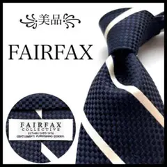 ꧁美品꧂ フェアファクス ネクタイ ストライプ ハート ネイビー ホワイト 光沢