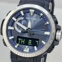 美品 PROTREK PRW-60 電波ソーラー ネイビー シルバー アナデジ