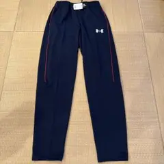 【アンダーアーマー】ロングジャージ（L）ロングパンツ、ネイビー、レッド