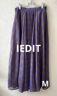 IEDIT イディット チェック柄フレアスカート M