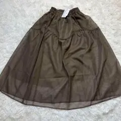 新品⭐︎COQULE コクレ⭐︎フレアスカート茶F シースルー ウエストゴム