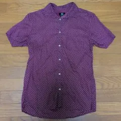 H&M ボルドー 水玉模様 半袖シャツ S