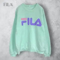【FILA フィラ】　ロゴプリント　トレーナー　ライトグリーン　洗える　裏起毛