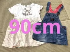 【90cm】Cecil McBee ワンピース、デニムオーバーオール セット