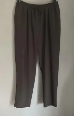 リネンライクドロストパンツ　カーキ系