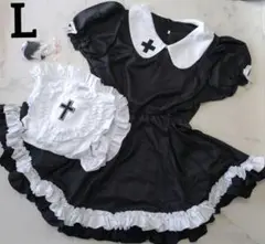 【L】黒白フリルメイド服 ハロウィン イベント