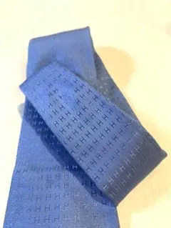 青 H模様 ネクタイ