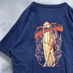 BFKJ ピンナップガール Tシャツ 古着 ネイビー サーフ セクシー 美女