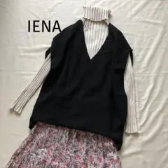 IENAイエナ コットンストレッチ コクーン Vネックプルオーバーベストジレ