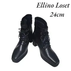【大人気】Ellino Loset ハイソールヒールブーツ S ブラック