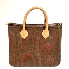 美品 ETRO レザー ペイズリー ハンドバッグ