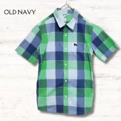 OLD NAVY キッズシャツ 半袖 チェック XL/TG (14-16) 緑系