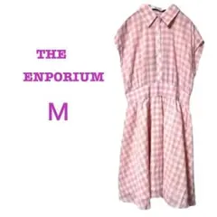 【THE ENPORIUM】ロングワンピース チェック 夏服 ピンク系 M
