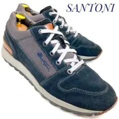 SANTONI サントーニ スウェードコンビスニーカー ネイビー 25.5cm