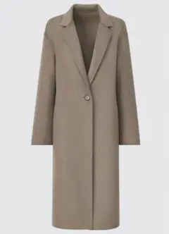 【UNIQLO】新品タグ付 ダブルフェイスチェスターロングコート カーキ L
