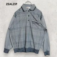 ZEALZIP 長袖 ポロシャツ L グレー系 ゆったり 日本製 2808