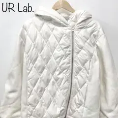 【UR Lab.】フード切り替えブルゾン　ダウンジャケット　ホワイト　異素材