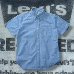 00s Levi’s ボタンダウンシャツ チェック柄 ブルー 爽やか 半袖 美品