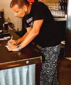 Cookman シェフパンツ Mサイズ　ペイズリー柄　白黒　ブラック