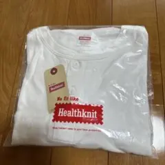 美品　Healthknit #906Lヘンリーネック長袖Tシャツ　Lサイズ
