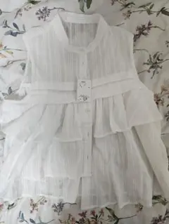 新品　オフホワイト ノースリーブシャツ F