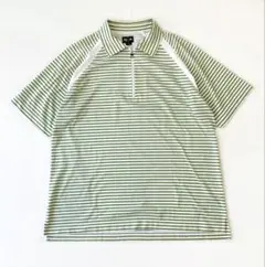 アディダスゴルフ メンズ 半袖 ハーフジップシャツ L ボーダー メッシュ