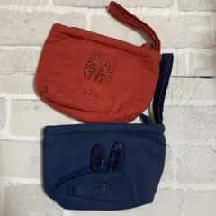 CHACAPEEうさぎ　ポシェット ポーチ2色セット　赤青