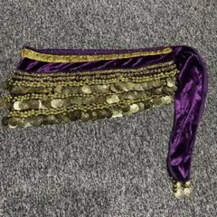 【美品】ベリーダンス用紫ベルベットベルト　ヒップアクセサリー