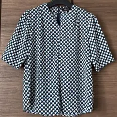 リフレクト　総柄Vネックシフォンブラウス