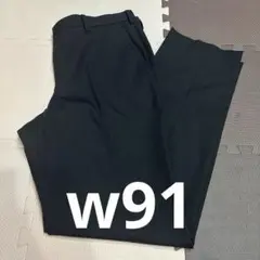ユニクロ メンズ レギュラーフィット ブラック スラックス w91