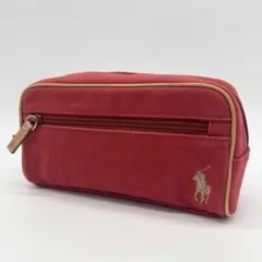 【外観美品】RALPH LAUREN コスメポーチ ポーチ キャンバス 刺繍ロゴ