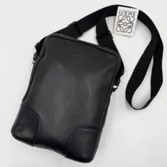 【美品】ロエベ アナグラム ショルダーバッグ レザー ブラック カード付き