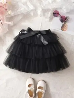 週末限定値下げ！！ブラックチュールフリルスカート♡110cm