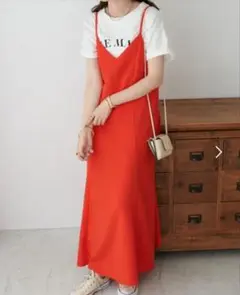 (美品)DISCOAT ディスコート サロペットワンピース レッド