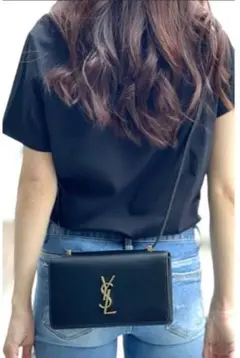 YSL サンローラン ショルダーバッグ ブラックレザー