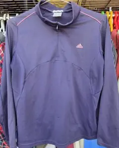 adidas CLIMALITE パープル ハーフジップ 長袖
