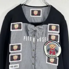 ピンクハウス スウェット カーディガン テディベア フリルリボン ロゴ チェック