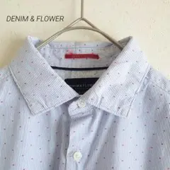 DENIM & FLOWER デニム＆フラワー 半袖シャツ ストライプ ブルー